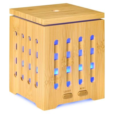 4251774913478 - Aroma Diffusor für ätherische Öle mit 7 LED Farben 2 Sprühnebel-Modi Naturhloz 102 x 102 x 13 cm (LxBxH) Luftbefeuchter Aromatherapie Nebler Diffusor