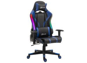 4251774917643 - Gaming Stuhl mit LED-Beleuchtung schwarz blau 70B x 575T x 126-136H cm Gamingstuhl Bürostuhl Schreibtischstuhl Drehstuhl Gaming Stuhl