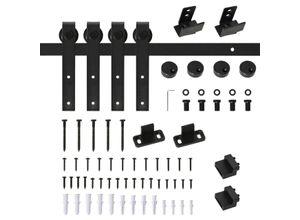 4251774918251 - Schiebetürsystem Geeignet für Schrank TV-Stände und mehr Schiebetür-Kit Geeignet für verschiedene Türpaneele Schwarz 183 x 06 x 18 cm (BxTxH) Einzelschiebetür Laufschiene Schiebetürbeschlag Beschlag