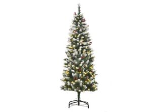 4251774919623 - Künstlicher Weihnachtsbaum mit Beleuchtung künstlichen Beerenschmuck und künstlichen Schnee bunt Ø65 x 180H cm Weihnachtsbaum künstlich Schnee LED Kunsttanne Christbaum