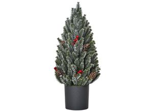 4251774919999 - Künstlicher Weihnachtsbaum für den Tisch mit künstlicher Schneeoptik grün Ø27 x 47H cm Weihnachtsbaum künstlich Tischbaum LED Kunsttanne Christbaum