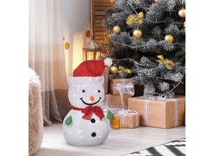 4251774920261 - Schneemann Trägt einen funkelnden Hut 30 eingebaute LED-Lichter Grün Rot Weiß Ø30 x 51H cm (ØxH) Weihnachtsdeko LED Schneemann Tradition