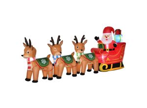 4251774920643 - Aufblasbarer Weihnachtsmann mit Schlitten 3 Hirschen und Beleuchtung bunt 319B x 59T x 132H cm Aufblasbarer Weihnachtsmann auf Schlitten Dekoration Weihnachtsfigur