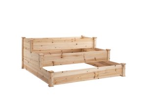 4251774927444 - Hochbeet 3-stufige Gartenbeet Pflanzenbeet Kräuterbeet Blumentreppe für Balkon Garten Natur Tannenho