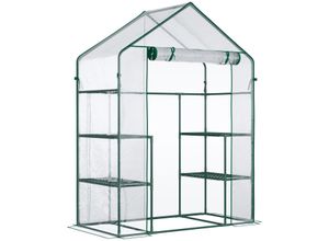 4251774933124 - Foliengewächshaus mit zwei Pflanzenregalen transparent 142L x 73B x 195H cm