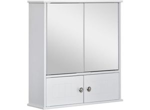 4251774939423 - Kleankin - Spiegelschrank Badezimmerschrank Badschrank Hängeschrank Badmöbel Wandschrank Mehrzweckschrank mit Regale Glas Weiß 55 x 175 x 60 cm