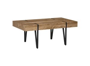 4251774940023 - Homcom - Couchtisch Beistelltisch Kaffeetisch Sofatisch mit verstellbaren Fußstützen Wohnzimmertisch Industriedesign mdf Metall Naturholz 105 x 60 x