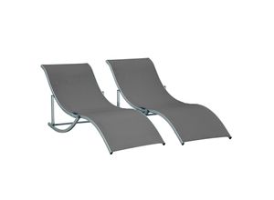 4251774940924 - 2er Set Sonnenliege Gartenliegen Stoffliege Relaxliege ergonomisch Aluminium Texteline Dunkelgrau 16