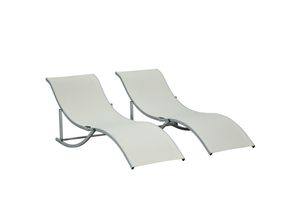 4251774940948 - 2er Set Sonnenliege Gartenliegen Stoffliege Relaxliege ergonomisch Aluminium Texteline Beige 165 x 6