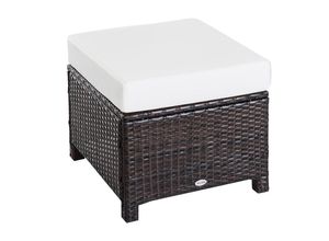 4251774941044 - Poly Rattan Hocker mit Polsterauflage 50B x 50T x 35H cm rattanhocker rattanschemel mit kissen