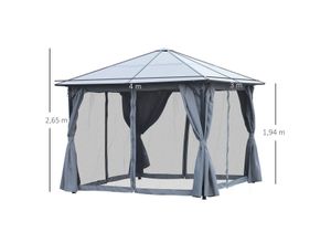 4251774941266 - Gartenpavillon mit Reißverschlüssen grau 300L x 400B x 265H cm