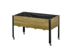 4251774942492 - Hochbeet mit Rädern braun 120L x 605B x 66H cm pflanztisch hochbeet pflanzkasten mit rollen blumenkasten