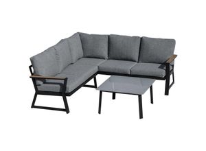 4251774944694 - 3-teiliges Gartenmöbel-Set mit Beistelltisch Balkonmöbel Set Sofa mit Kissen L-Form Outdoor Aluminiu