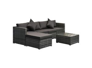 4251774946346 - 6 tlg Polyrattan Gartenmöbel Set Sitzgarnitur mit Beistelltisch Kissen Sitzgruppe Gartenset Sofagar