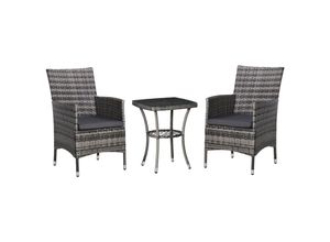 4251774946452 - Gartensitzgruppe mit Beistelltisch Bistroset 3-tlg Rattan Gartenset Sitzgarnitur mit Sitzkissen P