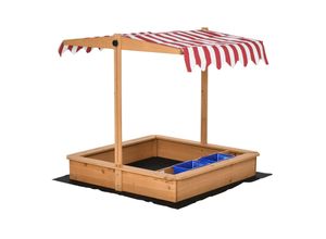 4251774946957 - Sandkasten mit höhenverstellbarem Dach gelb 1075L x 1075B x 110H cm sandkiste bodenloses desig piratenschiff sandkasten mit dach