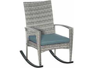 4251774950350 - Schaukelstuhl Schwingsessel Gartenstuhl mit Kissen Polyrattan+Metall Grau 66 x 88 x 98 cm - Grau - Outsunny