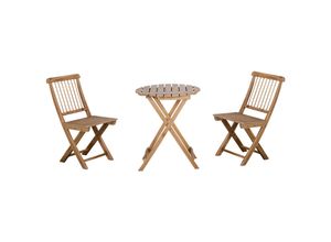 4251774950619 - Bistroset 3-tlg Klappbar Holz Gartenset Balkonset Bistrotisch mit 2 Stühlen Gartenmöbel Natur