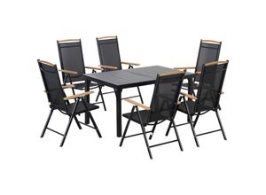 4251774950756 - Sitzgruppe klappbar 7tlg Balkonset Balkonmöbel 1 Tisch+6 Stühle Gartenmöbel Set Sitzgarnitur Alumin