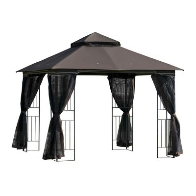 4251774951586 - Gartenpavillon mit Doppeldach 300 x 300 x 270 cm (LxBxH) Gartenzelt Festzelt Partyzelt Pavillon