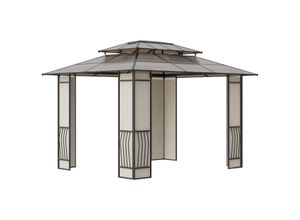 4251774952477 - Gartenpavillon Pavillon mit Sonnendach aus Polycarbonatplatten UV-Schutz wasserabweisend Robust Brau