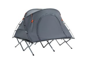 4251774953375 - Feldbett zusammenklappbar grau 200L x 146B x 159H cm erhöhtes campingbett und zelt kuppelzelt mit luftmatratze schirmzelt