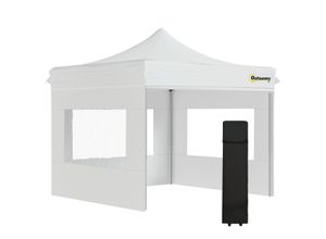 4251774956413 - Faltpavillon Pavillon Gartenzelt mit Seitenwänden Pop-up-Zelt wasserdicht Gartenpavillon Weiß 300 x