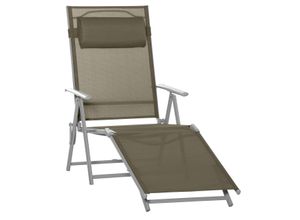 4251774957700 - Sonnenliege Strandliege Gartenliege Relaxliege klappbar mit Kissen Strand Metall+Stoff Khak