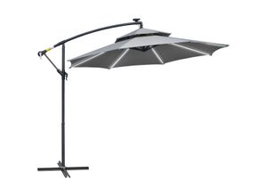 4251774958745 - Ampelschirm Ø295 cm LED Solar Sonnenschirm mit Ständer Marktschirm Wasserabweisend für Gart