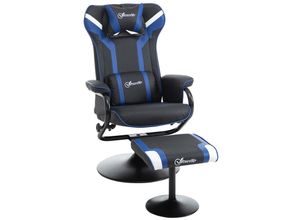 4251774960052 - Gamingsessel mit Hocker schwarz blau (Farbe schwarz dunkelblau)