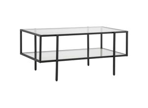 4251774961622 - Homcom - Beistelltisch Glastisch Couchtisch mit Ablage verstellbaren Füsse mit Stahlrahmen Glasplatte Hartglas Schwarz 100 x 55 x 455 cm