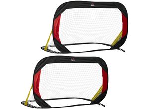 4251774963848 - Fußballtor mit befestigungs Heringen für den Rasen schwarz rot 120L x 80B x 80H cm fußballtore 2er set fußballnetz minitore faltbar outdoor