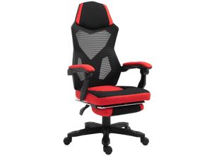 4251774965132 - Gamingstuhl mit Fußstütze schwarz rot 58 x 72 x 108-118 cm (BxTxH) Bürostuhl Drehstuhl Chefsessel Computerstuhl