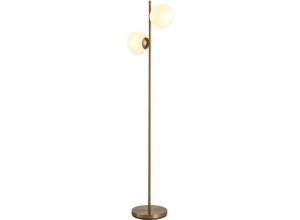 4251774966245 - Stehlampe Stehleuchte Standleuchte 2-teiliger Glas-Lampenschirm Stahl+Glas 39 x 28 x 165cm (Golden+Weiß) - Golden+Weiß - Homcom