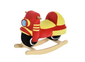 4251774966498 - Kinder Schaukelwippe als Motorrad rot gelb 60 x 255 x 48 cm (LxBxH) Schaukelpferd Schaukelspielzeug Schaukeltier Plüsch