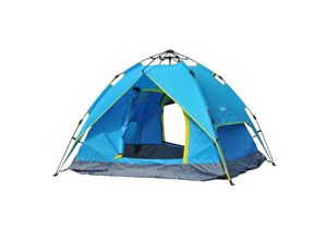 4251774974165 - Campingzelt Sekundenzelt Pop Up Zelt Strandzelt Automatisch 3-4 Personen (Blau+Gelb)