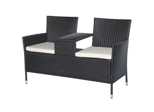 4251774978095 - Polyrattan Gartenbank 133 x 63 x 84 cm (LxBxH) Gartensofa Sitzbank mit Tisch 2-Sitzer Rattanmöbel