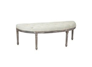 4251774979191 - Polsterbank Sitzbank Vintage Retro Bettbank mit Knöpfen Samtige Berührung Gummiholz Beige 142 x 49 x