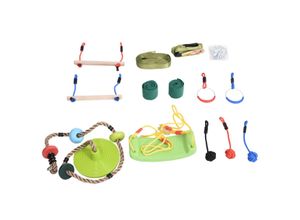 4251774981286 - Kinder-Kletterset mit viel Zubehör mehrfarbig Slackline Outdoorspielzeug Turnringe Hindernisse