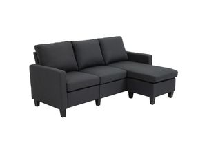 4251774982054 - 3-Sitzer-Sofa mit zwei Liegesesseln und einer Chaiselounge Dunkelgrau 197 x 139 x 91 cm (BxTxH) Sitzmöbel Polstersofa Polstermöbel Couch Wohnzimmer