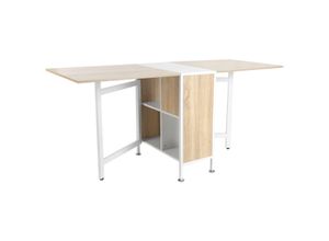 4251774985864 - Klapptisch Beistelltische Esstisch Ablagefläche für Wohnzimmer Küche Eiche Holz Metallrahmen Natur+W