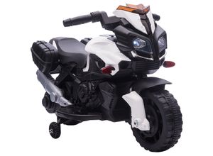 4251774988667 - Elektrisches Motorrad für Kinder mit Hupe und Scheinwerfer weiß und schwarz 885 x 425 x 49 cm Kindermotorrad Kinderelektroauto Elektromotorrad