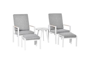 4251774989084 - Gartenmöbelset 5-Teilig Liegestuhl mit Tisch rutschfest Grau Weiß 61 x 82 x 90 cm (BxTxH) Gartenmöbel-Set Gartenset Sitzgruppe Sofa Liege Tisch