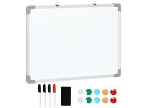 4251774991360 - Whiteboard mit Magneten Stiften und Wischtuch weiß 60L x 18B x 45H cm magnetisch magnettafel staffelei wandmontage leicht abwischbar