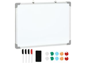 4251774991377 - Whiteboard Magnetisch Magnettafel mit 4 Markern 1 Radiergummi 10 Magnet Staffelei Wandmontage leicht abwischbar 60 x 18 x 45 cm - weiß - Homcom