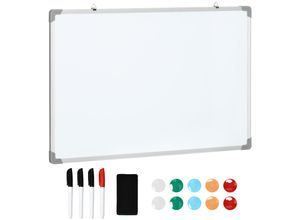 4251774991384 - Whiteboard Magnetisch Magnettafel mit 4 Markern 1 Radiergummi 10 Magnet Staffelei Wandmontage leicht abwischbar 90 x 18 x 60 cm - Weiß - Homcom