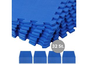 4251776908946 - Monzana - Bodenschutzmatte Fitness 32er Set 45x45cm Pool Rutschfest Wärmeisolierend EVA-Schaumstoff Erweiterbar Puzzlematte Kinder Unterlage Blau