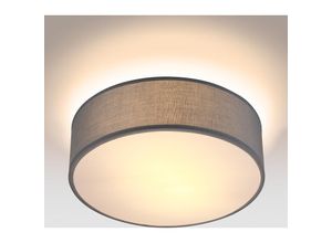 4251776909165 - Deckenlampe Stoff 30 cm Rund 1 flammig E27 Deckenleuchte Stoffdeckenleuchte Stoffdeckenlampe Schlafzimmer Wohnzimmer Grau Schwarz Taupe Weiß Grau