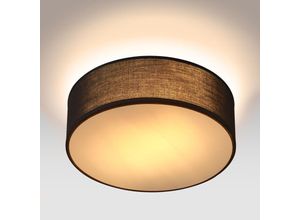 4251776909189 - Deckenlampe Stoff 30 cm Rund 1 flammig E27 Deckenleuchte Stoffdeckenleuchte Stoffdeckenlampe Schlafzimmer Wohnzimmer Grau Schwarz Taupe Weiß schwarz