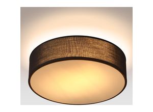 4251776909226 - Deckenlampe Stoff 38 cm Rund 2 flammig E27 Deckenleuchte Stoffdeckenleuchte Stoffdeckenlampe Schlafzimmer Wohnzimmer Grau Schwarz Taupe Weiß schwarz